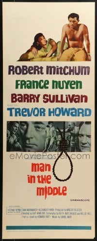 3j254 MAN IN THE MIDDLE insert 1964 Robert Mitchum, France Nuyen, Barry Sullivan, Trevor Howard!