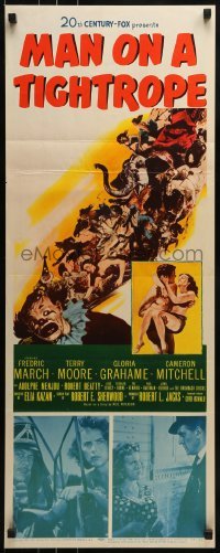 3j255 MAN ON A TIGHTROPE insert 1953 directed by Elia Kazan, circus performer Terry Moore!