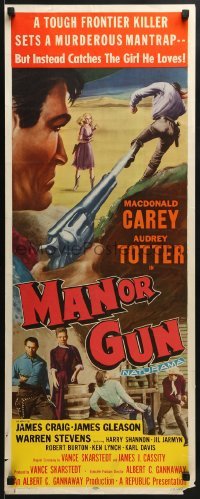 3j256 MAN OR GUN insert 1958 Macdonald Carey, Audrey Totter, frontier killer sets a murderous mantrap!