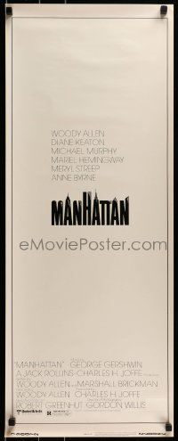 3j261 MANHATTAN insert 1979 Woody Allen & Diane Keaton classic romantic comedy, cool title design!