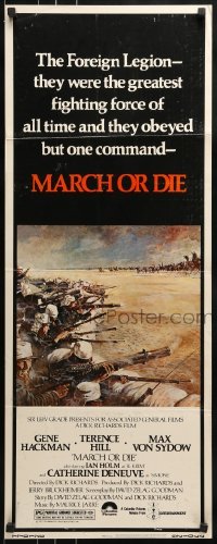 3j263 MARCH OR DIE insert 1976 Gene Hackman, Terence Hill, French Foreign Legion, Bysouth art!