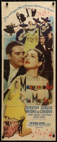3j265 MASQUERADE IN MEXICO insert 1946 close-up of romantic Dorothy Lamour & Arturo de Cordova!