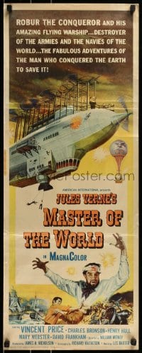 3j266 MASTER OF THE WORLD insert 1961 Jules Verne, Vincent Price, cool art of enormous flying machine!