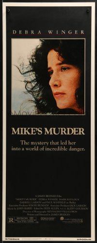 3j272 MIKE'S MURDER insert 1983 great close-up of worried Debra Winger, Mark Keyloun