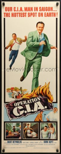 3j309 OPERATION CIA insert 1965 early Burt Reynolds, on the run in Saigon!