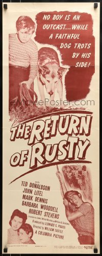 3j351 RETURN OF RUSTY insert 1946 great image of boy and his beloved German Shepherd dog!