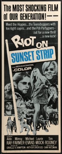 3j361 RIOT ON SUNSET STRIP insert 1967 hippies with too-tight capris, crazy pot-partygoers!