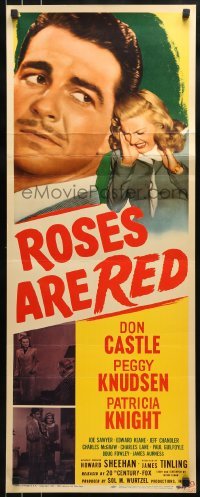 3j365 ROSES ARE RED insert 1947 Don Castle, Peggy Knudsen, the heart-blood of murder!