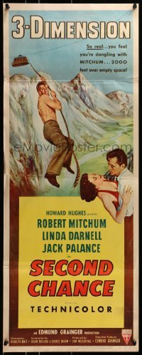 3j381 SECOND CHANCE 3D insert 1953 cool art of barechested Robert Mitchum & Linda Darnell!