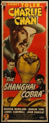 3j391 SHANGHAI COBRA insert 1945 Sidney Toler as Charlie Chan, Mantan Moreland, wild snake!