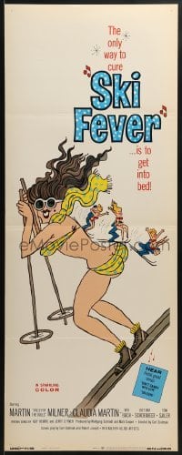 3j404 SKI FEVER insert 1968 Curt Siodmak directed, Martin Milner, sexy art of bikini clad skier!