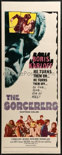 3j413 SORCERERS insert 1967 Boris Karloff turns them on & off to live, love, die or KILL!