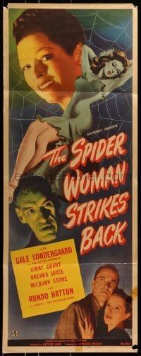 3j417 SPIDER WOMAN STRIKES BACK insert 1946 art of sexy Gale Sondergaard in web + Rondo Hatton!