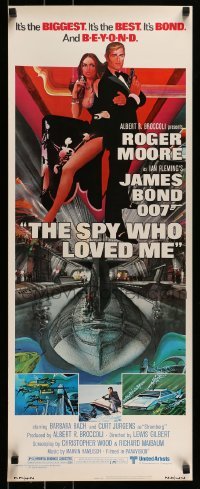 3j420 SPY WHO LOVED ME insert 1977 great art of Roger Moore as James Bond by Bob Peak!