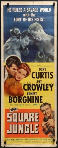 3j421 SQUARE JUNGLE insert 1956 boxer Tony Curtis fighting in the ring, Pat Crowley, Borgnine!