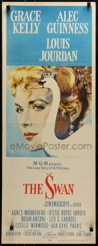 3j436 SWAN insert 1956 wonderful close up artwork of beautiful Grace Kelly by Monet!