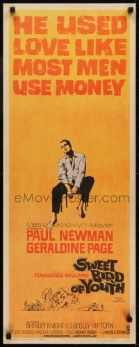 3j437 SWEET BIRD OF YOUTH insert 1962 Paul Newman, Geraldine Page, from Tennessee Williams' play!