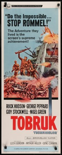 3j456 TOBRUK insert 1967 art of soldiers Rock Hudson & George Peppard in World War II!