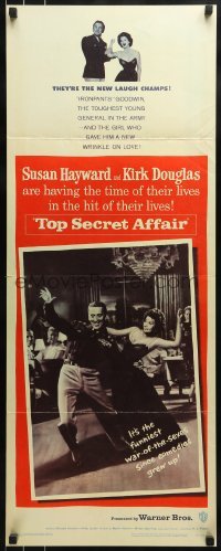 3j459 TOP SECRET AFFAIR insert 1957 Susan Hayward tames toughest General Kirk Douglas!