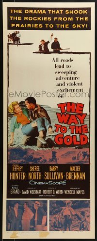 3j485 WAY TO THE GOLD insert 1957 images of Jeffrey Hunter & carrying wounded Sheree North!
