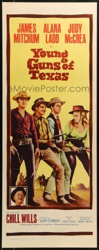 3j495 YOUNG GUNS OF TEXAS insert 1963 teen cowboys James Mitchum, Alana Ladd & Jody McCrea!
