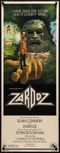 3j499 ZARDOZ insert 1974 fantasy art of Sean Connery, who has seen the future and it doesn't work!