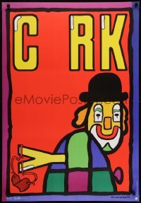 3k874 CYRK 27x38 Polish commercial poster 1979 Jan Mlodozeniec art of clown stealing letter!
