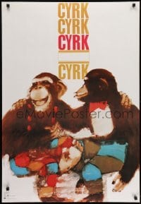 3k878 CYRK 27x39 Polish commercial poster 1979 artwork of two chimps by Maciej Urbaniec!