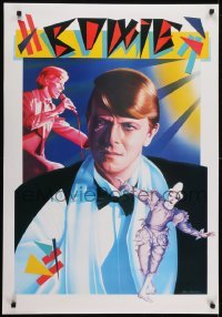 3k884 DAVID BOWIE 27x39 Italian commercial poster 1980s artwork of the legend by Anna Montecroci!