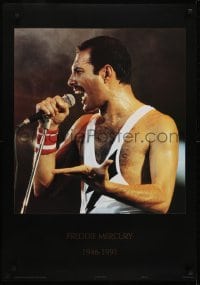 3k895 FREDDIE MERCURY 25x35 English commercial poster 1993 Queen legend on stage singing close-up!