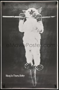 3k899 HANG IN THERE, BABY 23x35 commercial poster 1971 wackiest image of cat hanging on stick!