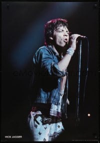 3k931 MICK JAGGER 27x39 Italian commercial poster 1980s image of the star on stage with microphone!
