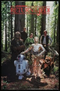 3k121 RETURN OF THE JEDI 22x34 commercial poster 1983 Lucas, cool image on forest moon of Endor!