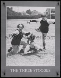 3k964 THREE STOOGES 22x28 commercial poster 1988 Moe, Larry & Curly playing football!