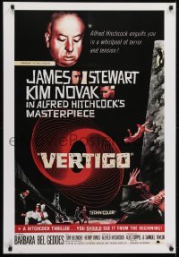 3k970 VERTIGO 26x38 commercial poster 1990s Alfred Hitchcock classic, James Stewart, Novak!