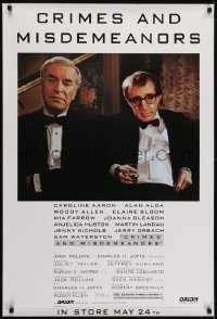 3k824 CRIMES & MISDEMEANORS 27x40 video poster 1989 great image of Woody Allen, Martin Landau!