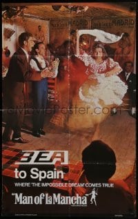 3k766 MAN OF LA MANCHA English special poster 1972 Peter O'Toole, Sophia Loren, BEA to Spain tie-in!