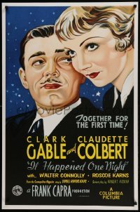 3k015 IT HAPPENED ONE NIGHT S2 recreation 1sh 2001 best art of Clark Gable & Claudette Colbert!