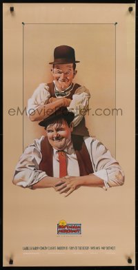 3k829 NOSTALGIA MERCHANT 20x40 video poster 1987 Nelson art of Stan Laurel & Oliver Hardy!