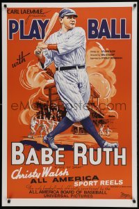 3k020 PLAY BALL WITH BABE RUTH S2 recreation 1sh 2001 wonderful artwork of the amazing baseball legend!