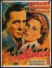 3k995 CASABLANCA 17x23 REPRO poster 1980s Humphrey Bogart, Ingrid Bergman, Michael Curtiz!