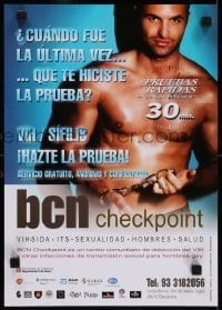 3k423 BCN CHECKPOINT 12x17 Spanish special poster 1990s HIV/AIDS, barechested guy with handcuffs!