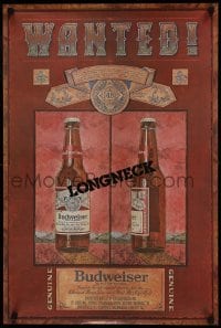 3k273 BUDWEISER long 20x30 advertising poster 1980s longneck beer bottles, cool wanted poster design!