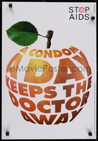 3k431 CONDOM A DAY KEEPS THE DOCTOR AWAY 16x23 Swiss special poster 1990s HIV/AIDS, great art!