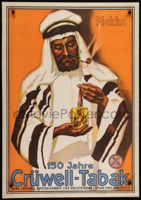 3k275 CRUWELL-TABAK 23x34 German advertising poster 1930s man smoking German tobacco from pipe!