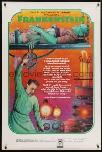 3k277 FRANKENSTEIN 30x45 advertising poster 1974 cool Melo art of the monster and Doctor!