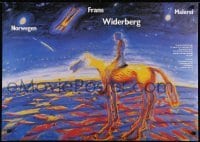 3k586 FRANS WIDERBERG 24x33 German museum/art exhibition 1991 wild art of a man on horse by Widerberg!