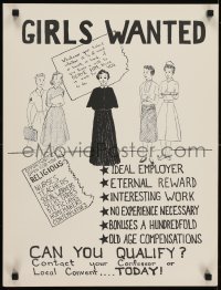 3k733 GIRLS WANTED 18x23 special poster 1940s art of five women, can you qualify to become a nun?