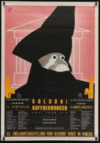 3k192 GOLDONI AUFFUEHRUNGEN 28x40 Italian stage poster 1936 artwork of plague mask by Mondaini!