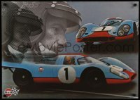 3k278 GULF PORSCHE 917 2-sided 24x34 advertising poster 1970s Jo Siffert & schematic of racer!